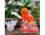 Cesta de Aniversário com Balão e Orquídea