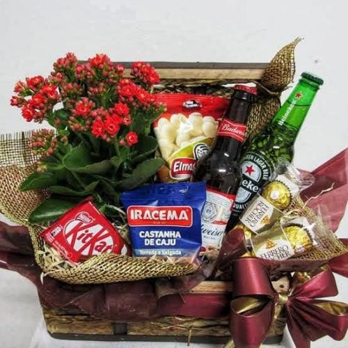 Cesta de Presente Cerveja e Flores