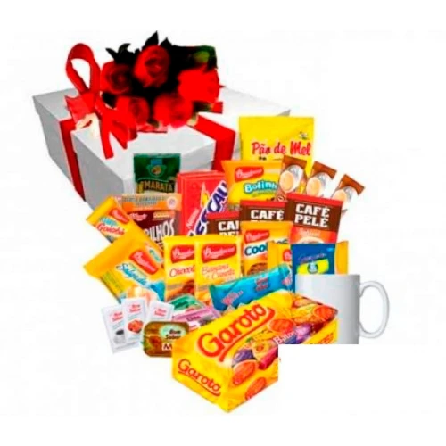Cesta de Presente Caixa Com Flores